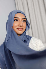 Smokey Blue - Modal Hijab Set with Matching Under Cap