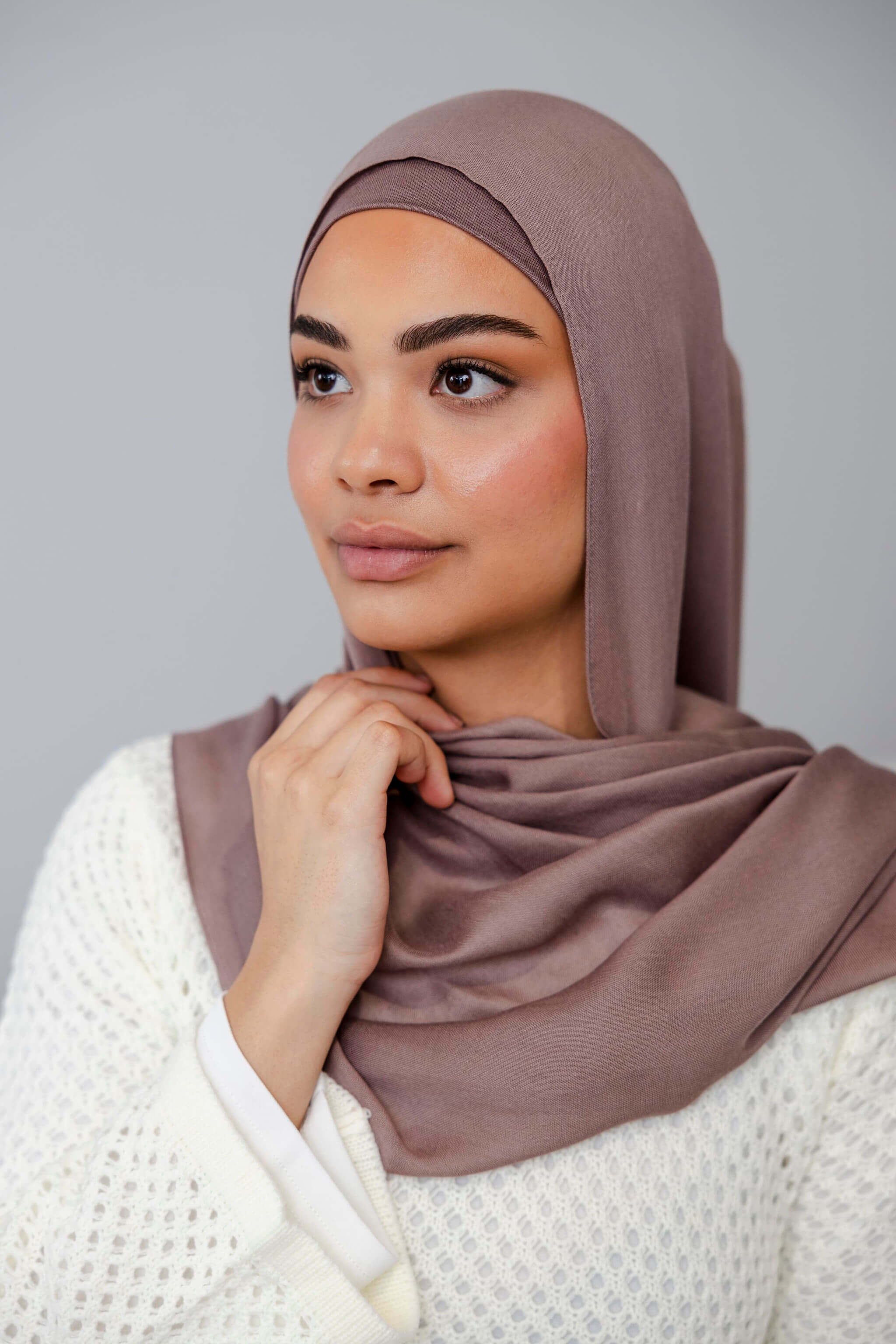 Mauve - Modal Hijab Set with Matching Under Cap