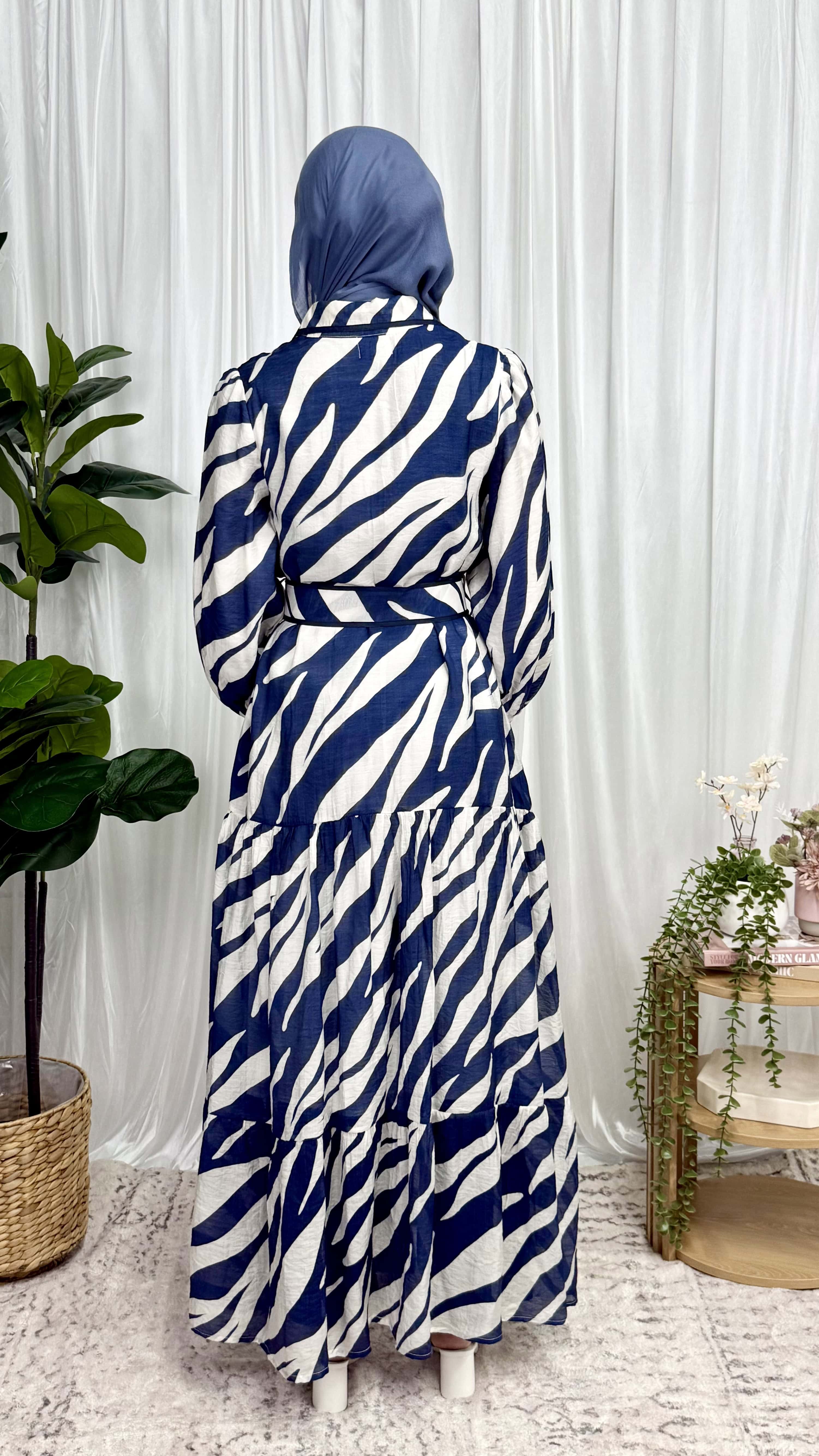 Zebra Print Dress - Blue