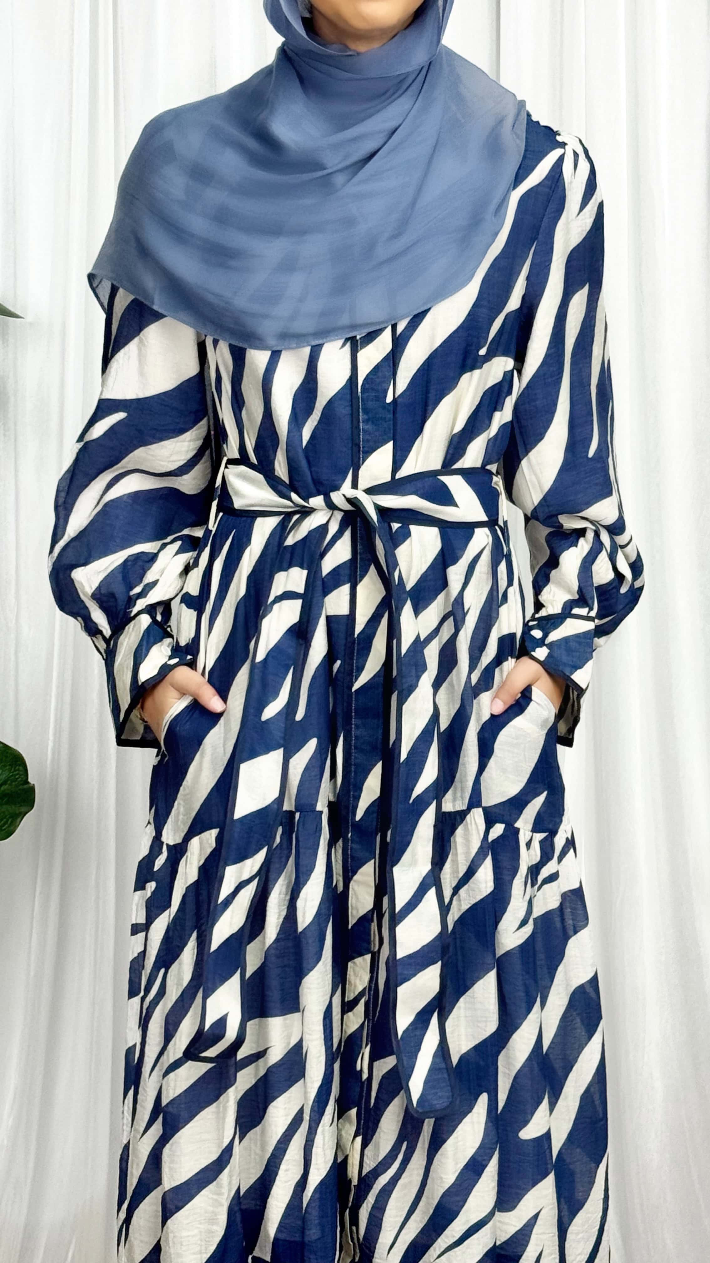 Zebra Print Dress - Blue