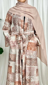 Patchwork Maxi Kimono Robe - Brown