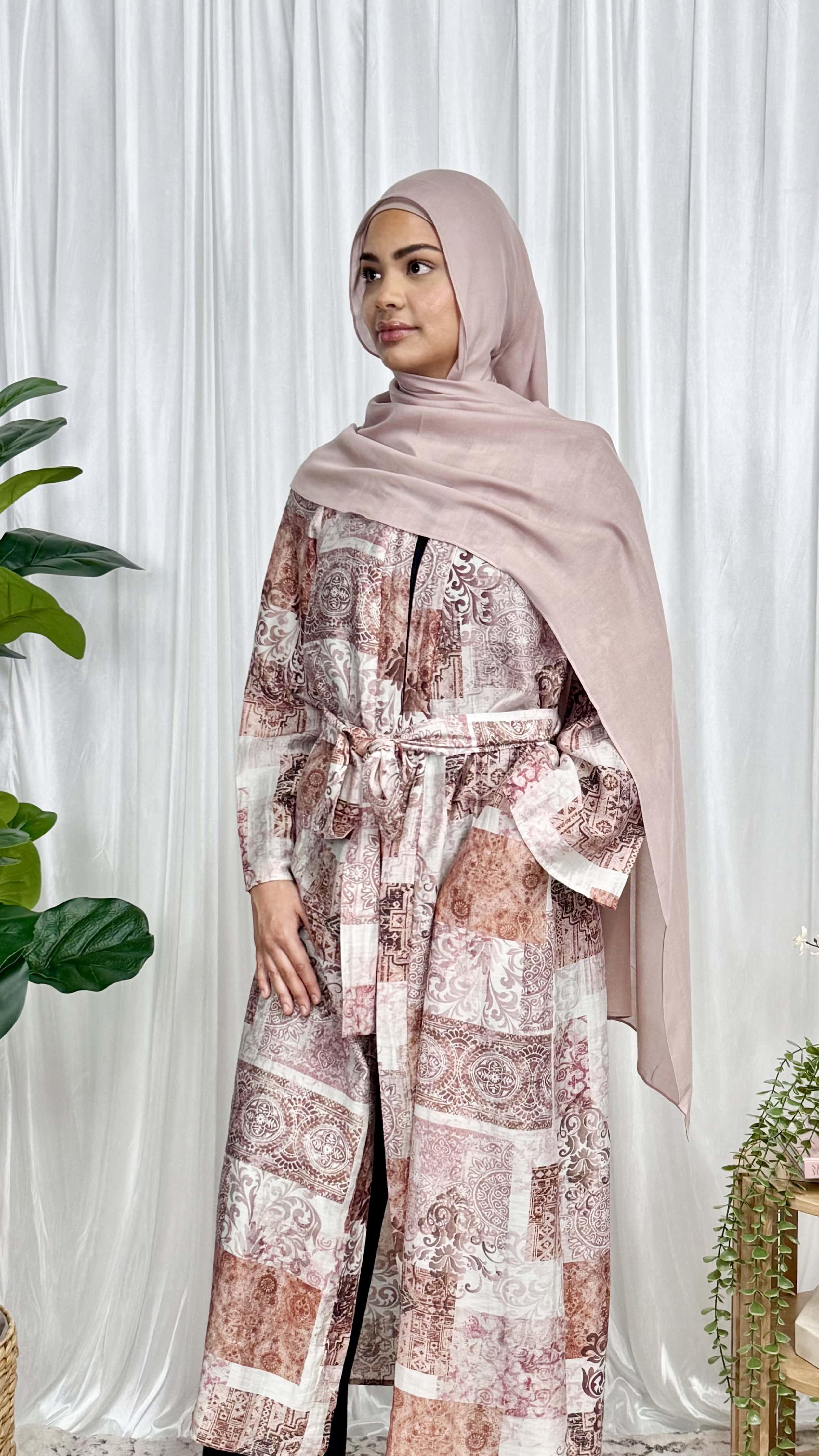 Patchwork Maxi Kimono Robe - Brown