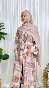 Patchwork Maxi Kimono Robe - Brown